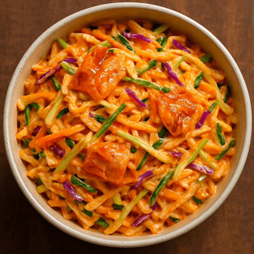 Tangy kimchi slaw with mayo and rice vinegar for Korean burger
