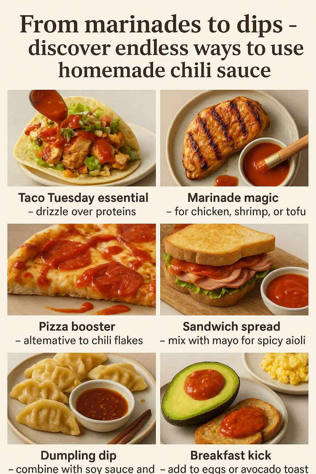 Different uses of chilli sauce in different foods